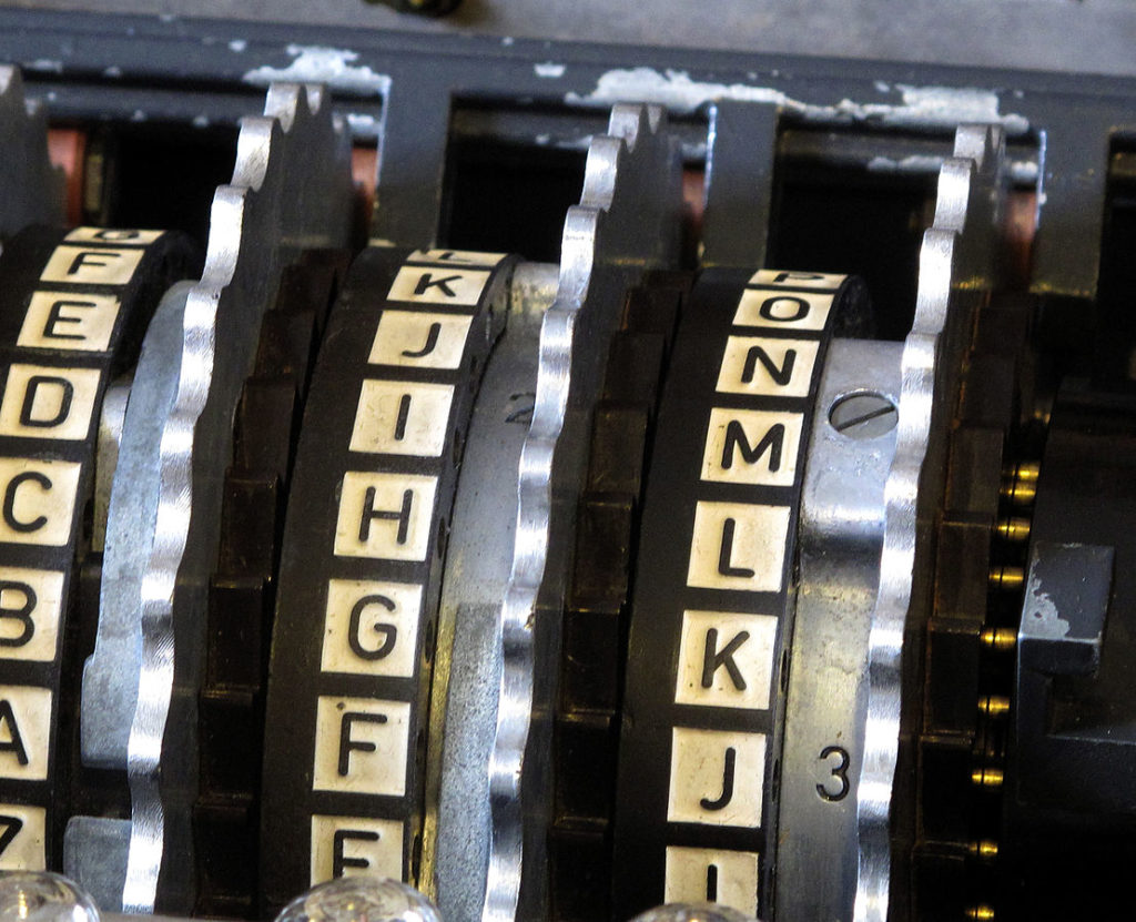 Close up photo of an old typewriter with ink on