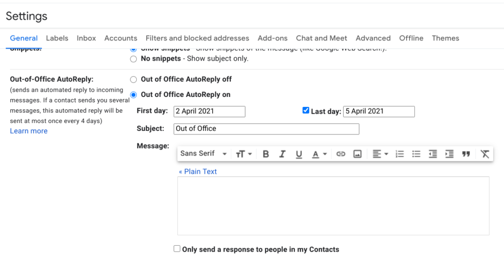 How to set your Gmail Out of Office for the Easter Break | Encompass  Innovate