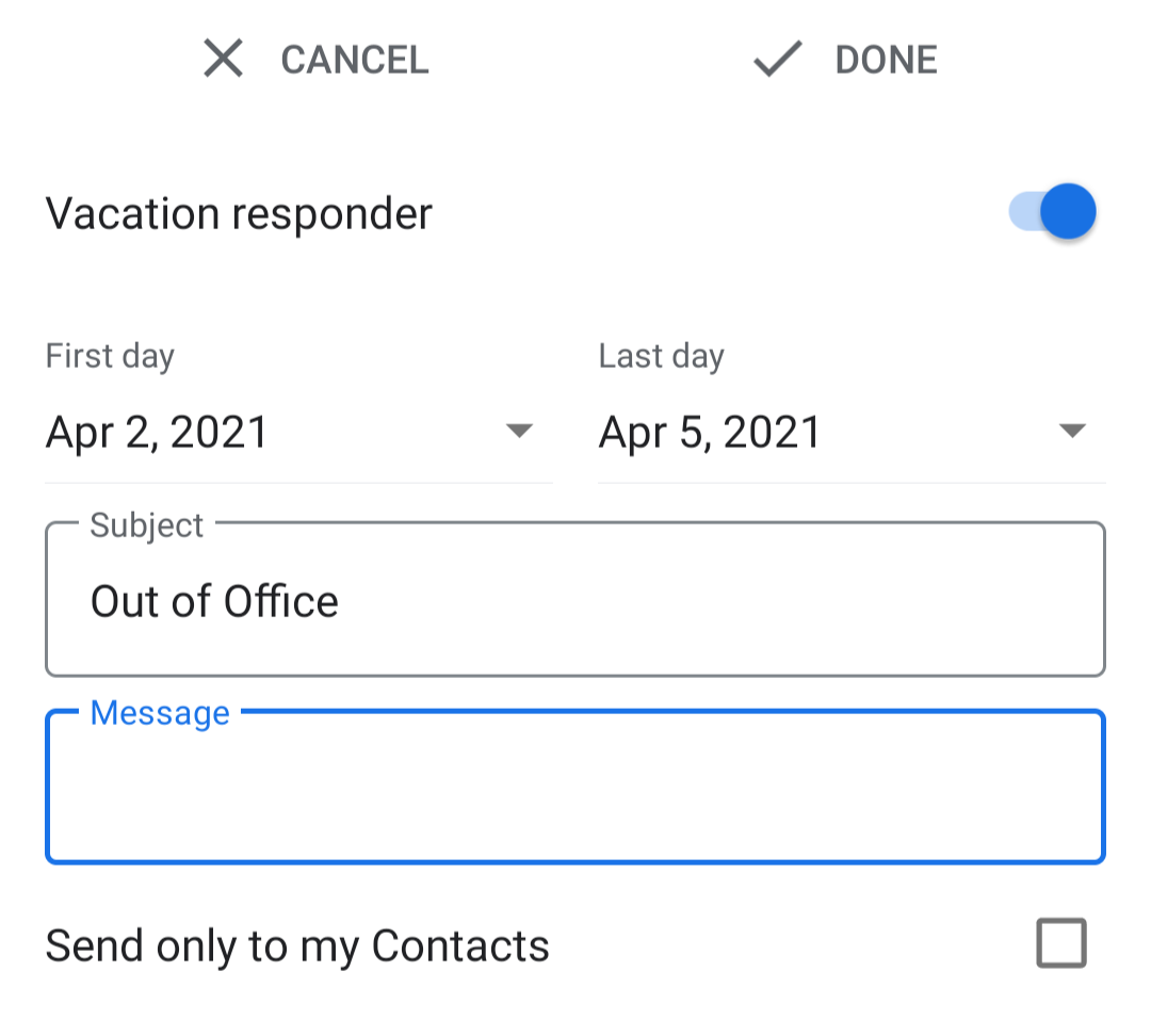 How To Set Your Gmail Out Of Office For The Easter Break Encompass   Screenshot 20210324 100915 